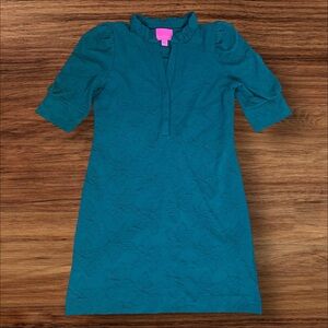 LILLY PULITZER Elsey Elbow Sleeve Dress Evergreen Knit Jacquard Size L